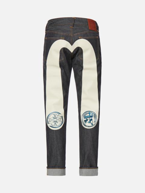 EVISU Daicock Print with Embroidered Kamon Carrot Fit Jeans #2017