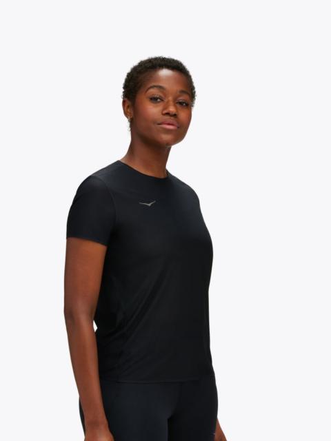 HOKA Women's Airolite Run Short Sleeve Shirt in Black