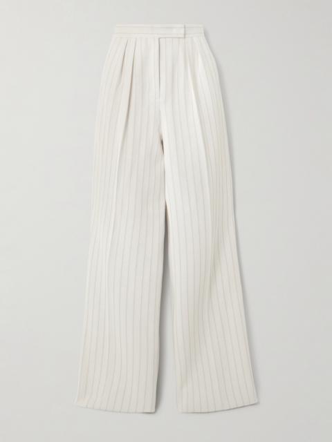 Max Mara Pinstriped Cotton-piqué Wide-leg Pants