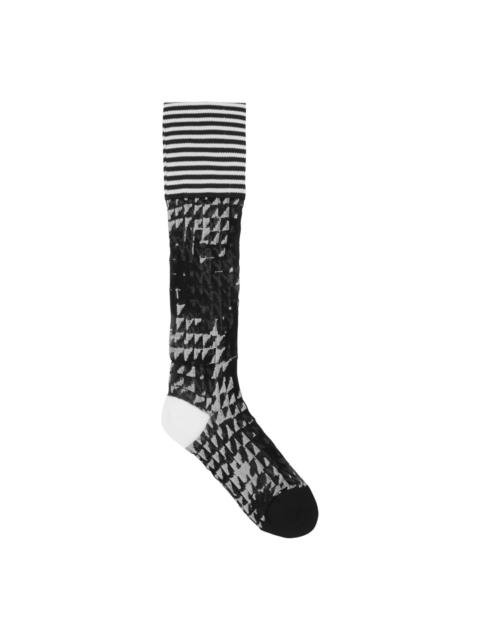 HENRIK VIBSKOV PUZZLE KNEE SOCK - BLACK WHITE TILES