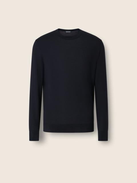 ZEGNA NAVY BLUE TROFEO 15MILMIL15 WOOL CREWNECK