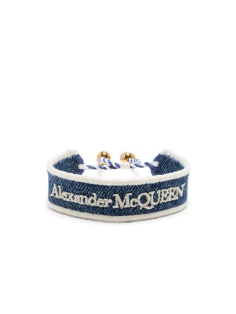 Alexander McQueen skull-charm embroidered bracelet