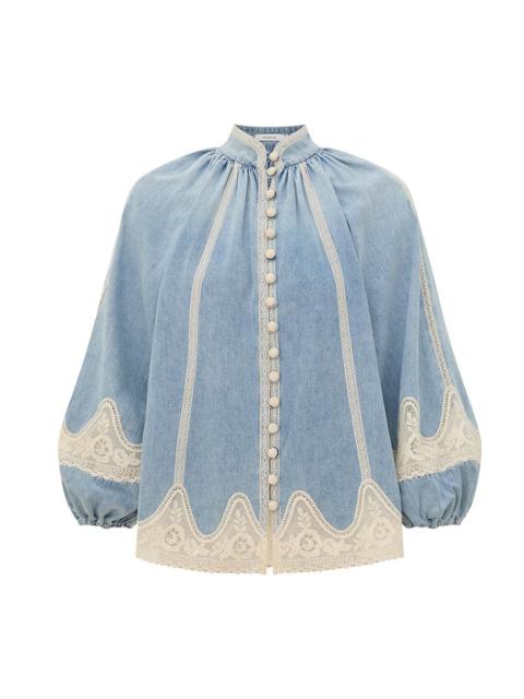 Zimmermann FAIRLIGHT DENIM LACE BLOUSE