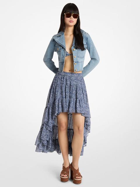 MICHAEL KORS Floral Print Georgette High-Low Skirt