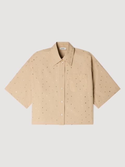 Sandro COTTON SHIRT WITH RHINESTONES