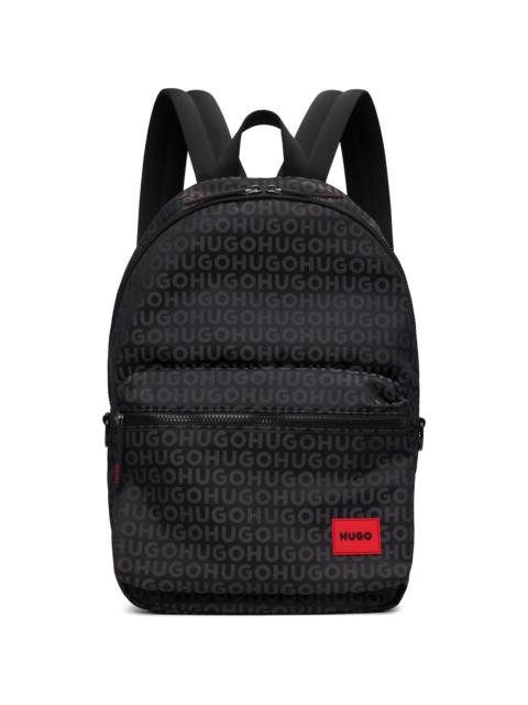 HUGO Black Logo Patch Backpack