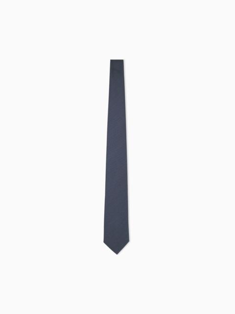 EMPORIO ARMANI SILK TIE WITH A MICRO-CHECK PATTERN AND SMOOTH TEXTURE