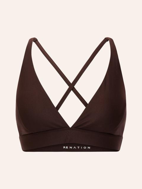 P.E NATION LUMEN SPORTS BRA IN MAHOGANY SHINE