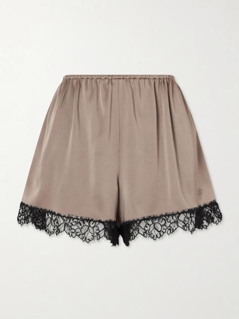 Stella McCartney Lace-trimmed Embroidered Satin Shorts