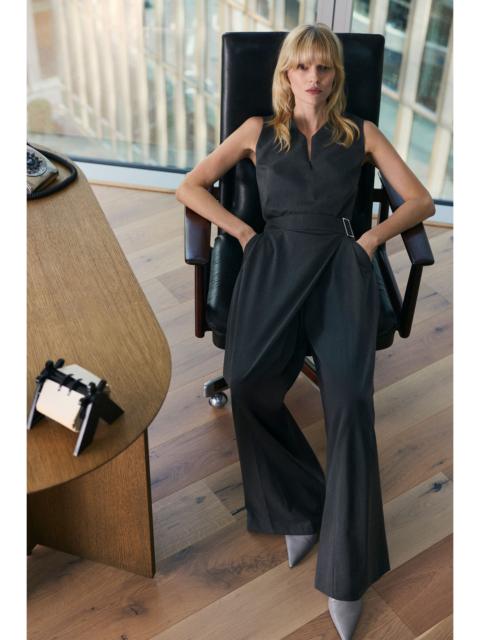 KAREN MILLEN Polished Viscose Sleeveless Tailored Zip Front Top