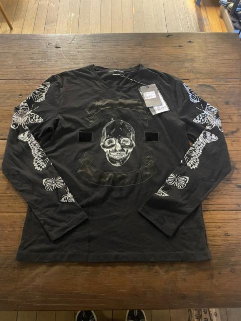 Alexander McQueen Alexander McQueen FW16 Black Butterfly Print Arm Skull Long Sleeve Cotton Shirt