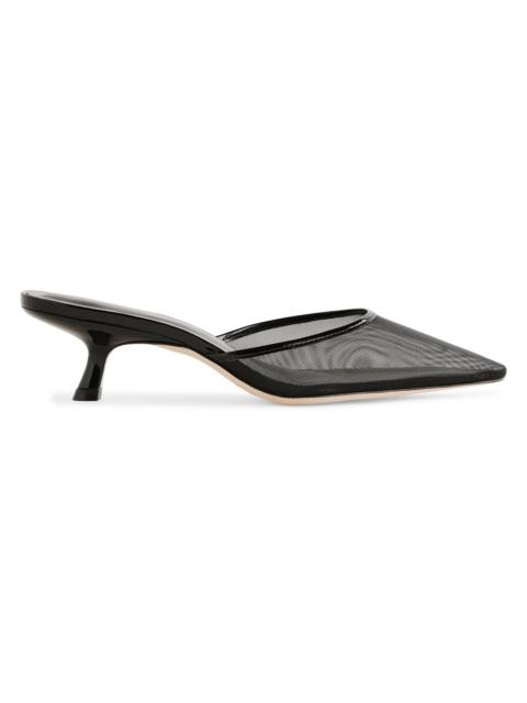 Reformation Women's Wilda 50MM Mesh Kitten-Heel Mules - Black