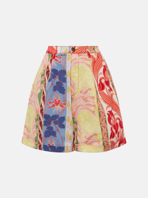 Etro Printed denim shorts