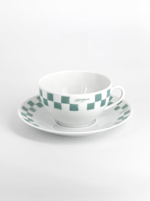 Maison Kitsuné CHECKERBOARD PORCELAIN CAPPUCCINO CUP AND SAUCER