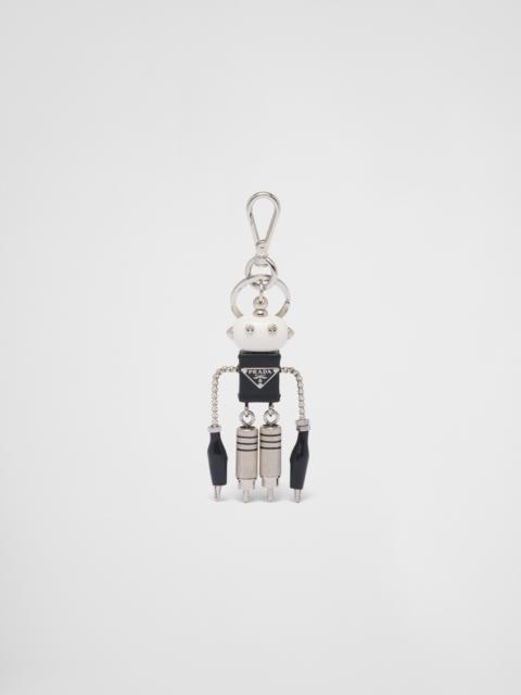 Prada Saffiano leather robot trick keychain