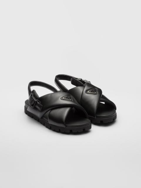 Padded nappa leather crisscross sandals