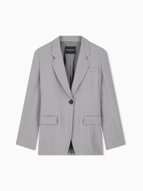 EMPORIO ARMANI HOUNDSTOOTH BLAZER IN A VISCOSE AND VIRGIN WOOL BLEND