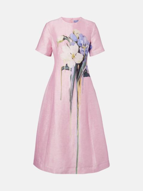 LEO LIN Caroline floral linen-blend midi dress