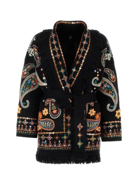 Embroidered wool Inner Energy oversize cardigan