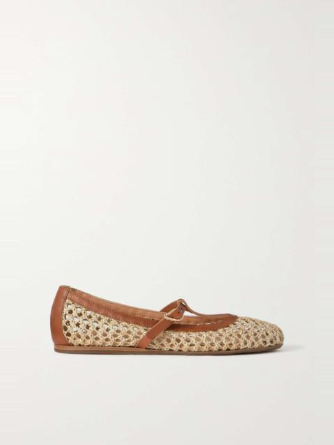 ANCIENT GREEK SANDALS Aerati leather-trimmed woven raffia ballet flats