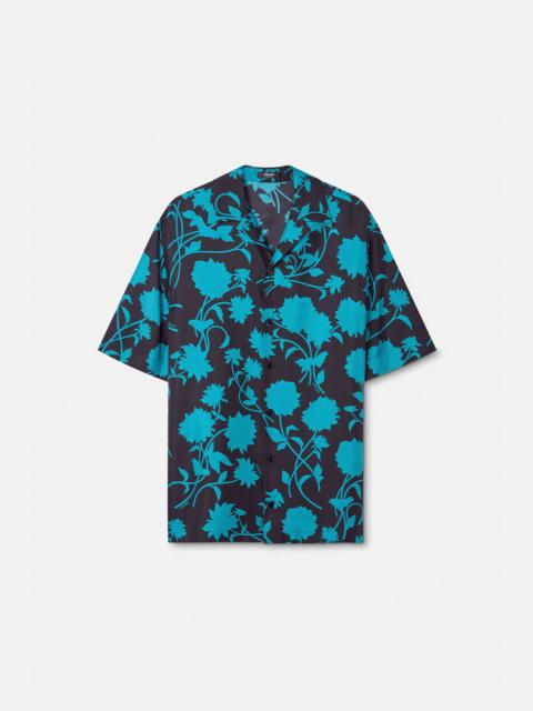 Floral Silhouette Silk Shirt