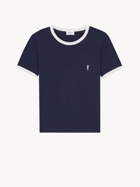 SAINT LAURENT CASSANDRE T-SHIRT IN RIBBED COTTON JERSEY