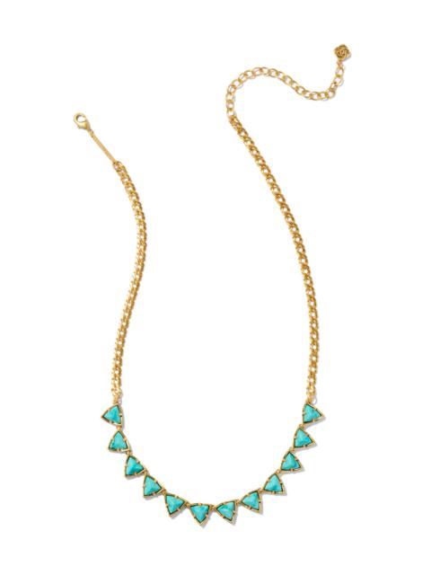 KENDRA SCOTT Robby Vintage Gold Strand Necklace in Variegated Turquoise Magnesite
