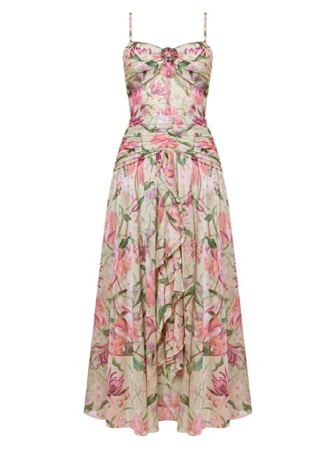 PatBO Women's Honey Flower Chiffon Midi-Dress - Green