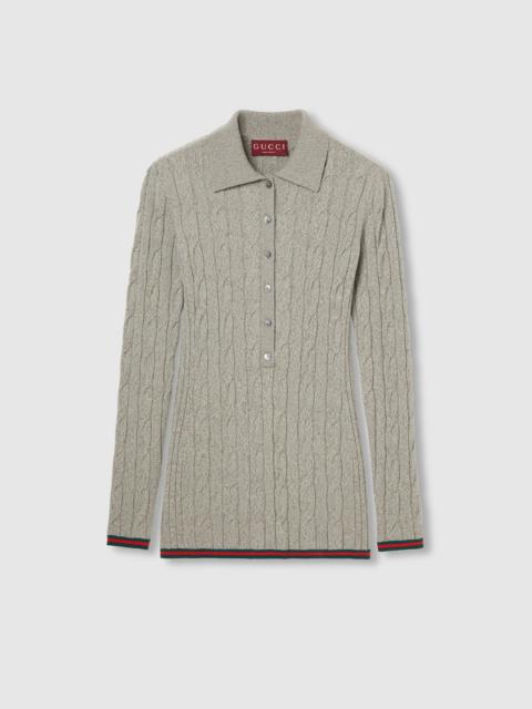 GUCCI Fine cable and rib wool polo top