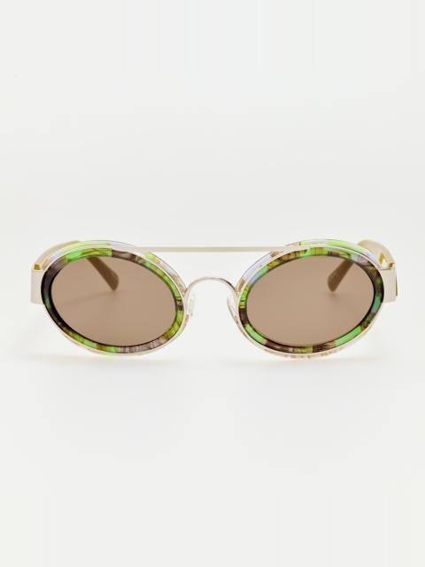 LINDA FARROW Cat Eye Sunglasses in Malachite