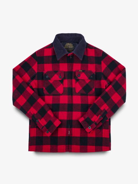 Iron Heart IHW-20-RED Wool Buffalo Check Bush Jacket - Red