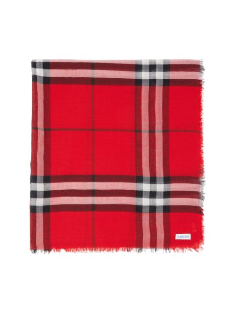 Burberry Red Wide Check Wool Scarf