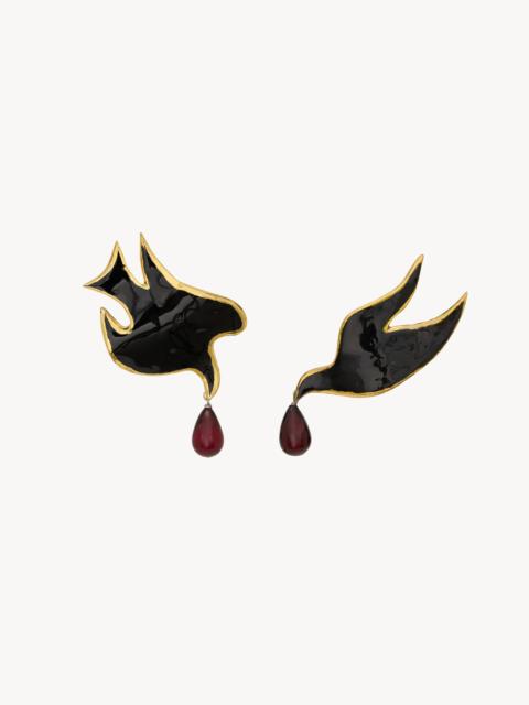 SAINT LAURENT DOVE EARRINGS IN CERAMIC AND RESIN