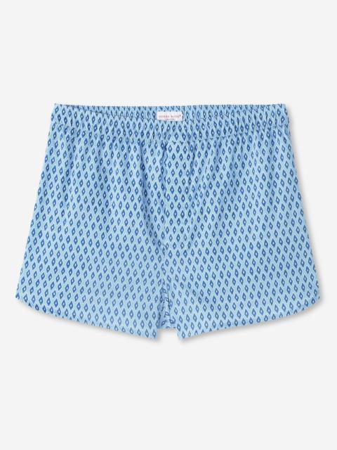 Derek Rose Men's Modern Fit Boxers Nelson 87 Cotton Batiste Blue