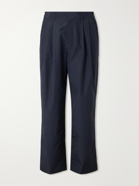 ssstein Wide-Leg Cotton-Blend Pleated Satin Trousers