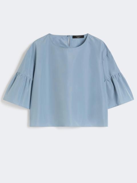 WEEKEND Max Mara Cotton taffeta cropped blouse - LIGHT BLUE