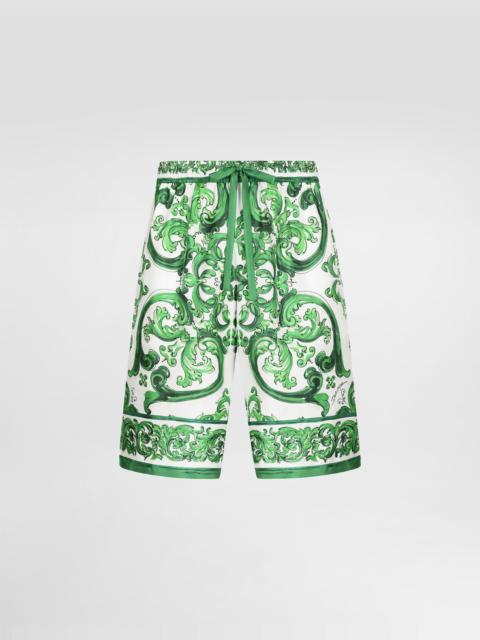 Dolce & Gabbana Majolica-print silk jogging shorts