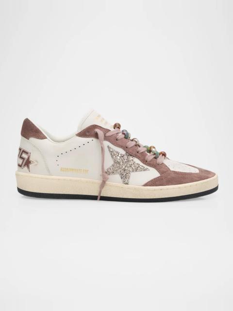Golden Goose Ball Star Mixed Leather Glitter Low-Top Sneakers