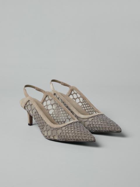 Brunello Cucinelli Precious net embroidery city heels