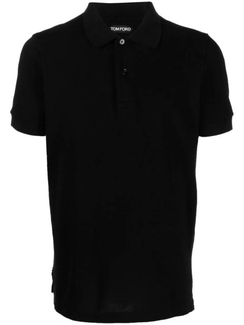 TOM FORD MEN Short Sleeve Knitted Polo Shirt Black