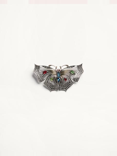 Valentino VOULOIRVOLER BROOCH IN METAL AND CRYSTALS