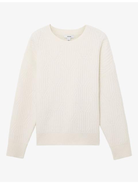 REISS Leah Jacquard-Knit Wool and Cashmere Jumper