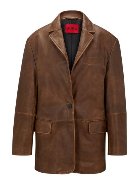 HUGO RELAXED-FIT JACKET IN VINTAGE-EFFECT LEATHER