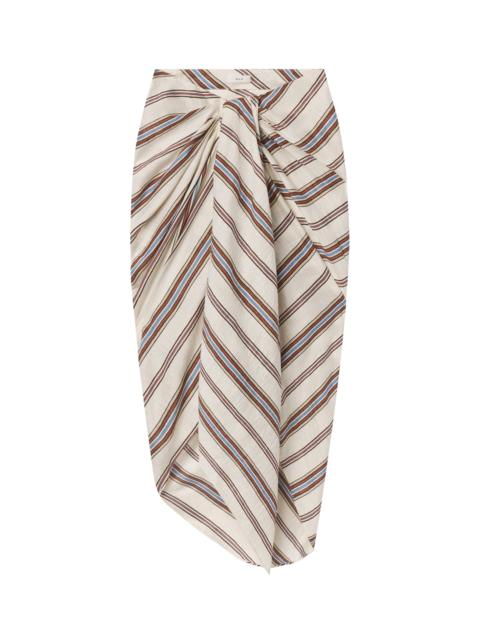 A.L.C. Rhodes Striped Linen Midi Skirt