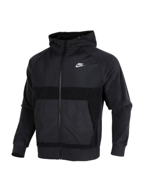 Nike Sportswear Casual Sports Splicing Pullover Fleece Lined Black DC4114-010