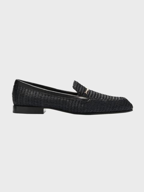 Victoria Beckham Raffia Metal-Strap Easy Loafers