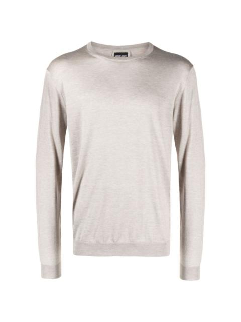 crew-neck silk-cotton jumper