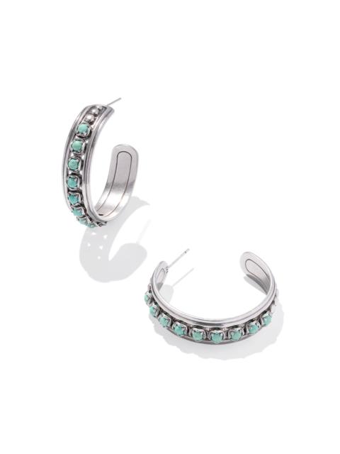 KENDRA SCOTT Ida Vintage Silver Hoop Earrings in Sea Green Chrysocolla
