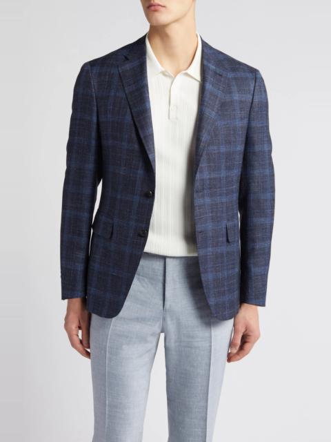 Canali Kei Trim Fit Plaid Wool & Silk Blend Sport Coat