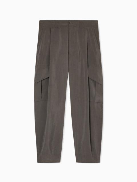 GIORGIO ARMANI WASHED, SILK-BLEND, SINGLE-PLEAT TROUSERS